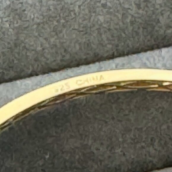 Rachel Zoe 925 Sterling Silver Gold Plated Bangle Bracelet w 5 CZ studs - Picture 9 of 16